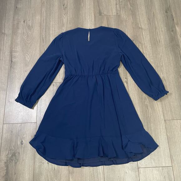 J Crew Flounce Hem Long Sleeve Lined Trendy Elegant Mini Dress US Women's 8 New - Picture 3 of 6